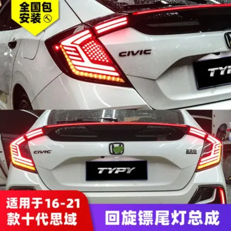 

Новые светодиодные задние фонари Glistuning Boomerang, анимационный задний фонарь в сборе для Honda Civic Hatchback 2016-2021