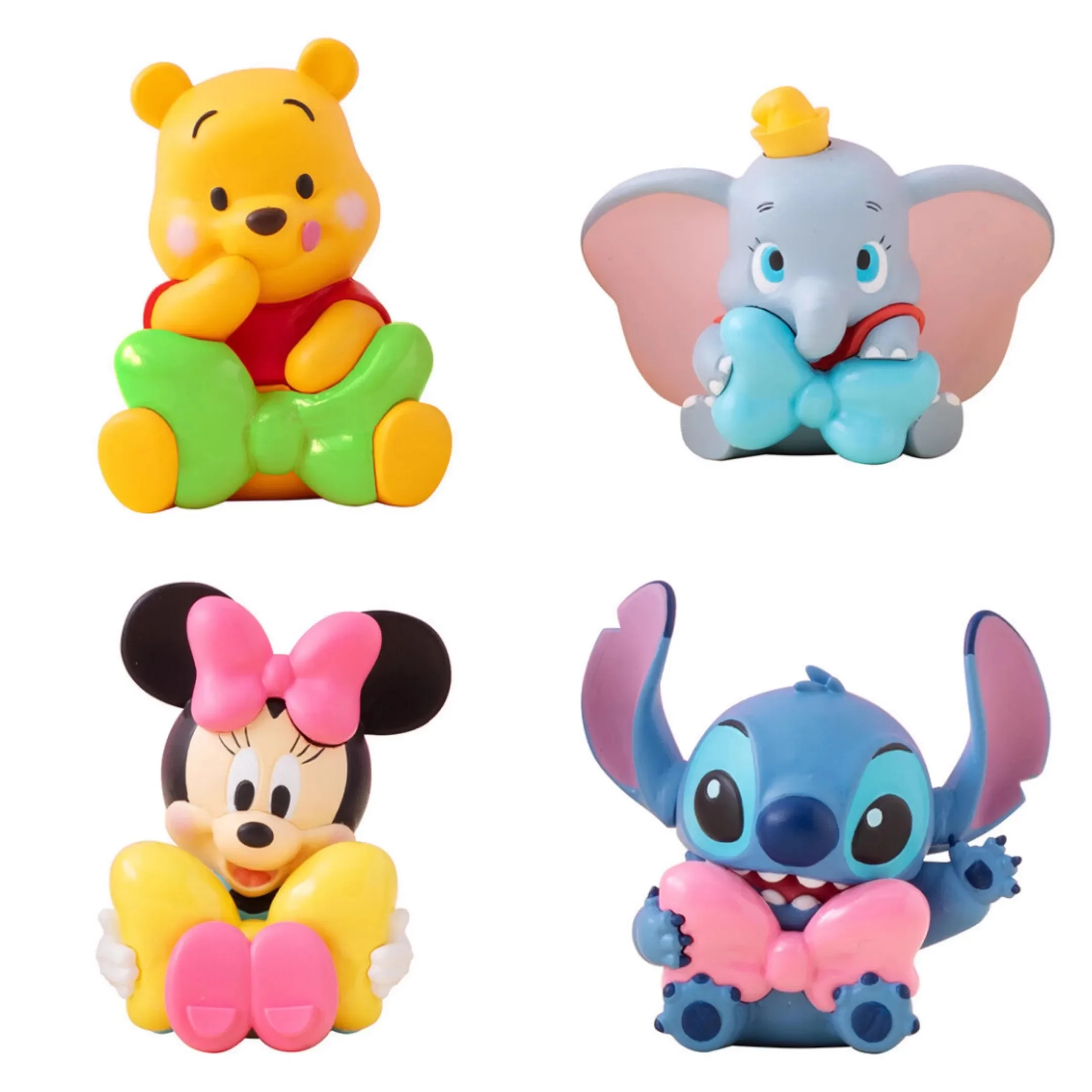 Bandai ของแท้ 4 ชิ้น Gashapon Stitch Disney อะนิเมะรูปของเล่นสําหรับของขวัญเด็กสะสมเครื่องประดับ