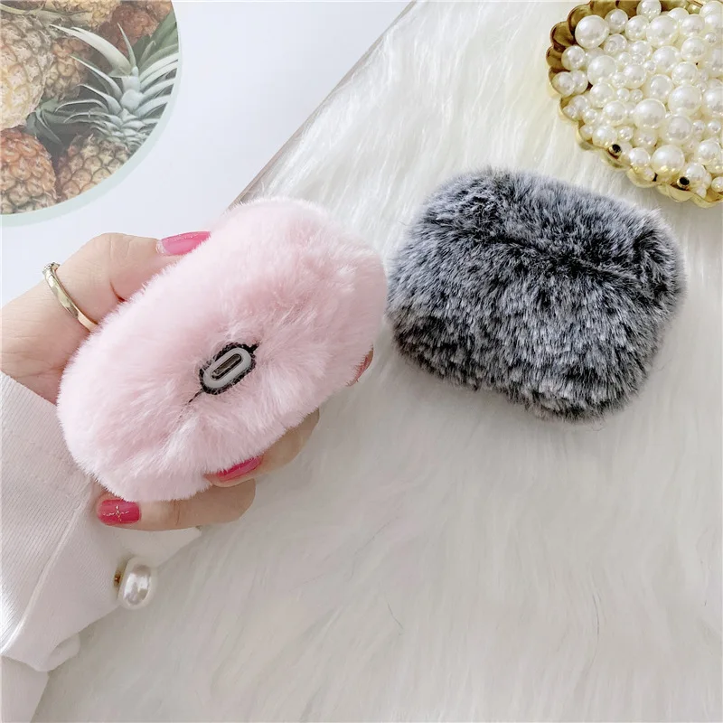 Cute Pure Plush Case For Airpods Pro,Soft TPU Protective Earphone Cover For Airpods Pro 2 Case For Girls Women Lover Funda