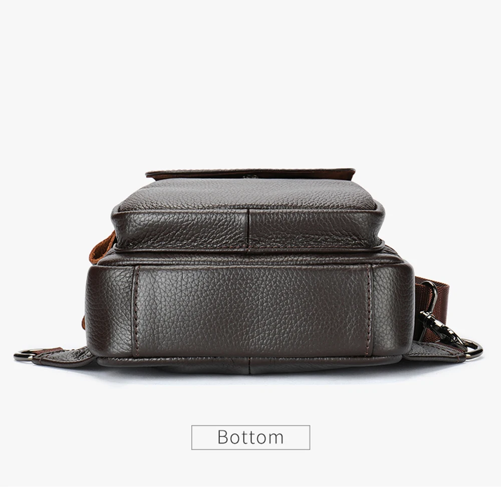 WESTAL Coffee Genuine Leather Bag for Men Chest Bags Shoulder Pack Husband Gift Wallet Crossbody Bag Fashion Luxury Designer view 4