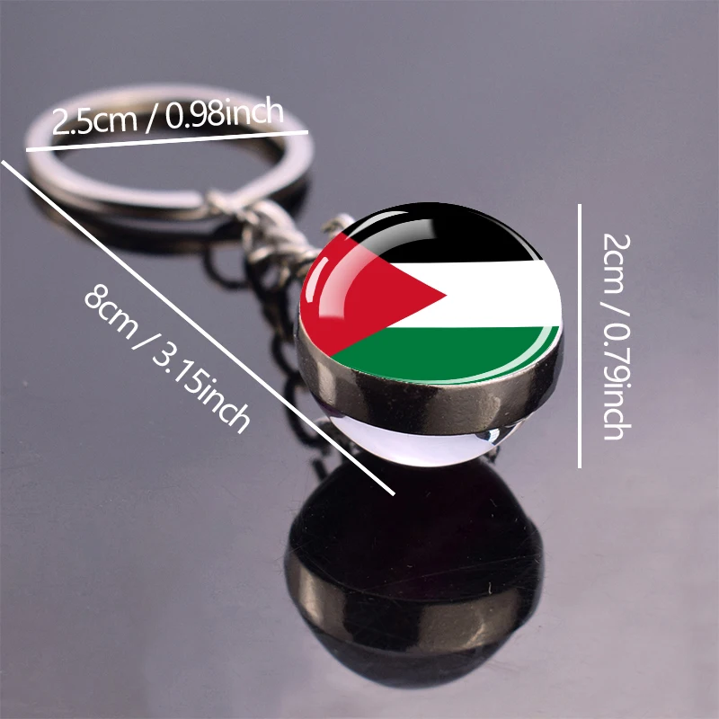 Asian Country Flag Keychains Glass Ball Two-Sided Pendant Key Chain Flag Jewelry Keyring for Women Men Patriotic Souvenir Gift