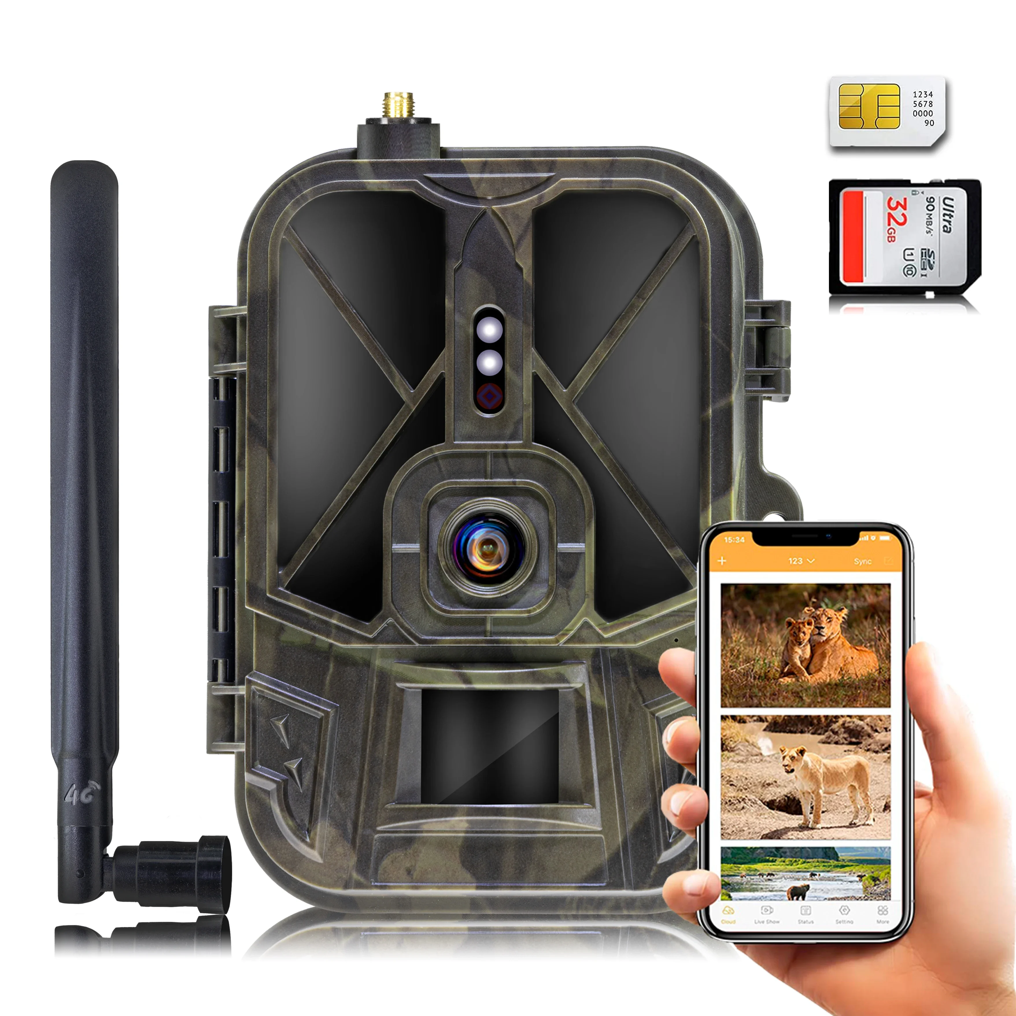 Night Vision Hunting Camera with App Control, 4G Tracking Cam, APP Control, Cloud Service, 8000mAh Li-Battery, 120 ° Detection,