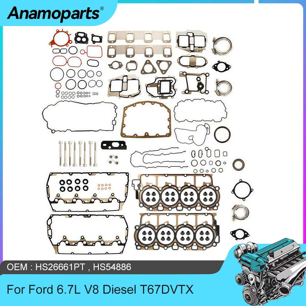 Juego completo de juntas de piezas de motor compatibles con Ford 6,7 L V8 diésel T67DVTX para Ford F-250 F-350 F-450 F-550 SUPER DUTY 6.7L HS26661PT HS54886