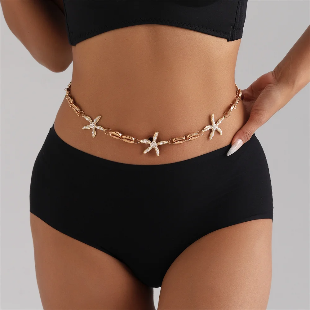 

Trendy Sexy Starfish Simple Belly Chain Fashion Bikini Waist Link Necklaces Summer Star Body Jewelry Women Accessories Female