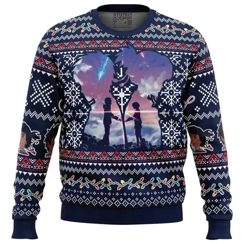 

Christmas Kimi No Nawa Your Name Ugly Christmas Sweater Is Simple Stylish And Colorful Suitable For Christmas Movie Nights