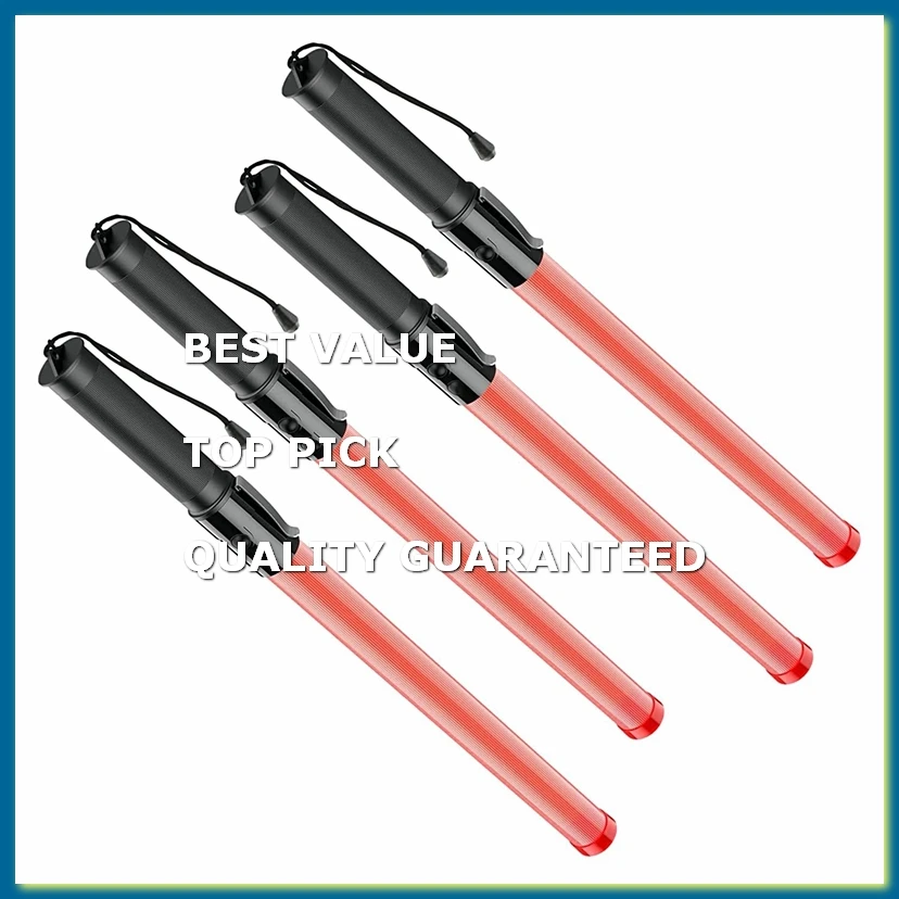 4Pack Traffic Wand 21Inch Led Traffic Control Wand Safety Light Wand with 2Flashing Modes Air Marshaling Signal Wand