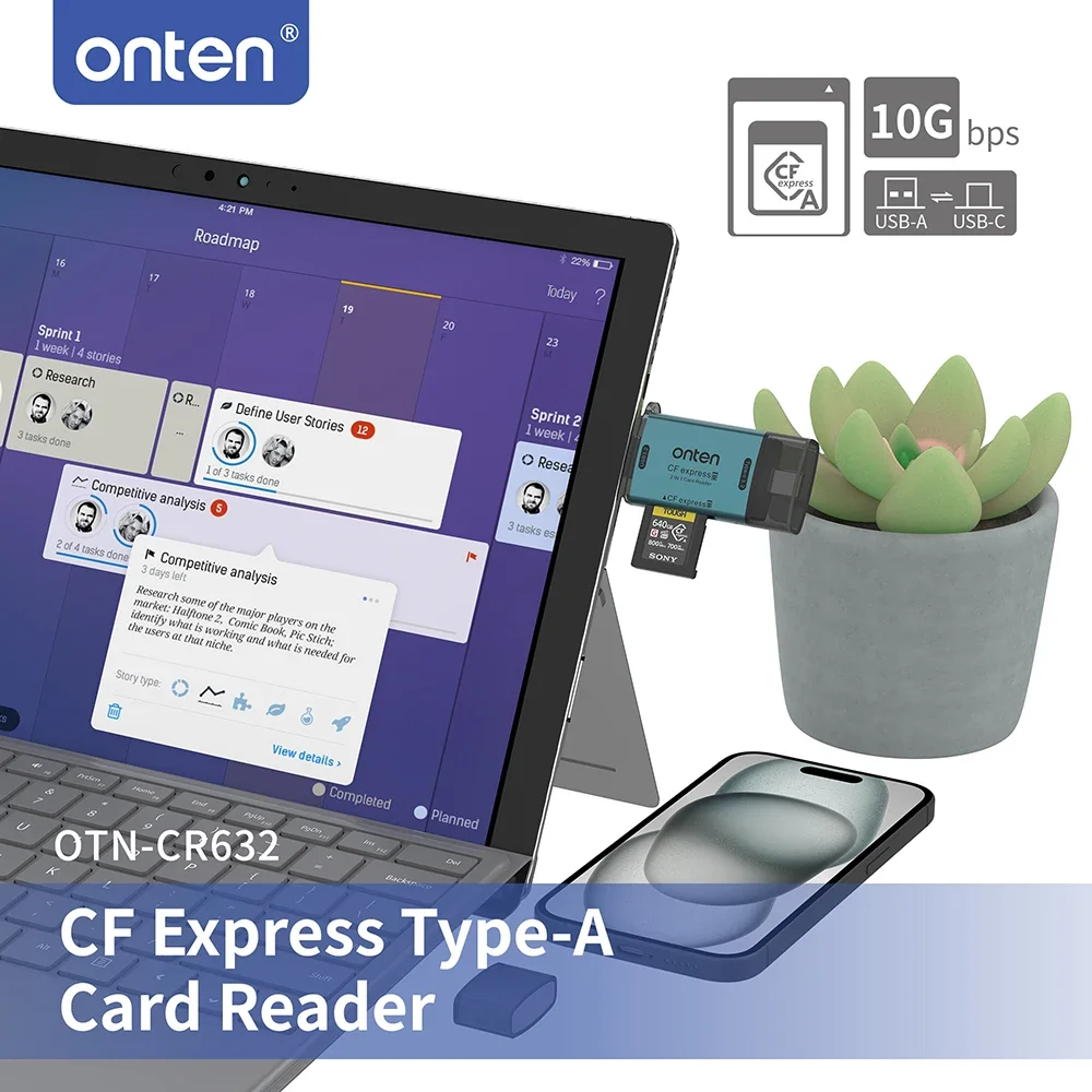 

ONTEN Original OTN-CR632 10G USB-A И USB-C CFE-A Card Reader Поддержка карты CFexpress Тип карты: Type-A