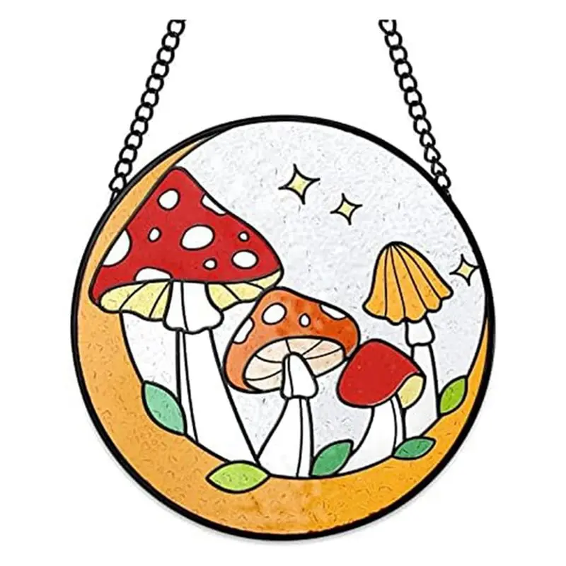 

A44Z-1 шт. грибной витраж настенный орнамент 16X16 см панельный декор для дома подарок для природного растения любителей грибов
