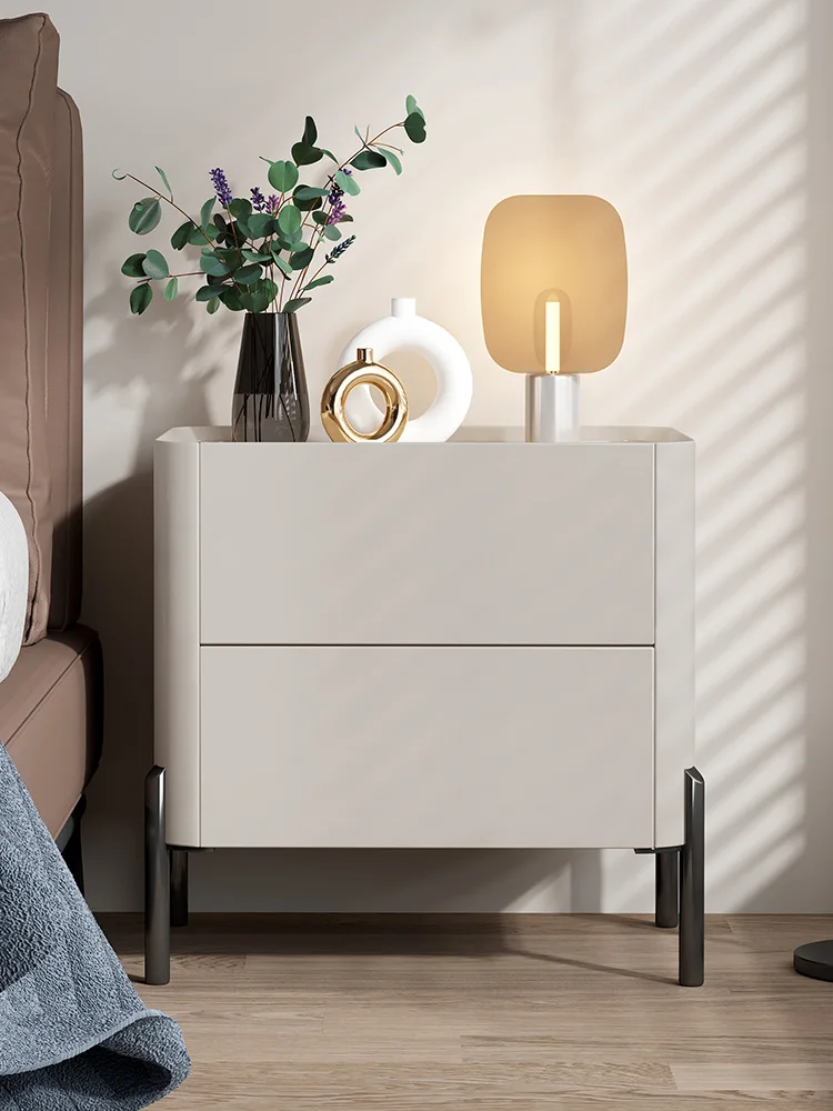 The bedside table is simple, modern, light luxury, Nordic bedroom storage, sideboard, high-end feeling