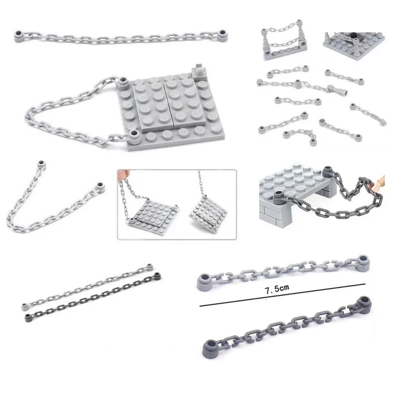 10PCS Chain 1x16 Length Mini Action Figures Parts Building Block Accessories Set  Moc Model Components Assembly Bricks Toys