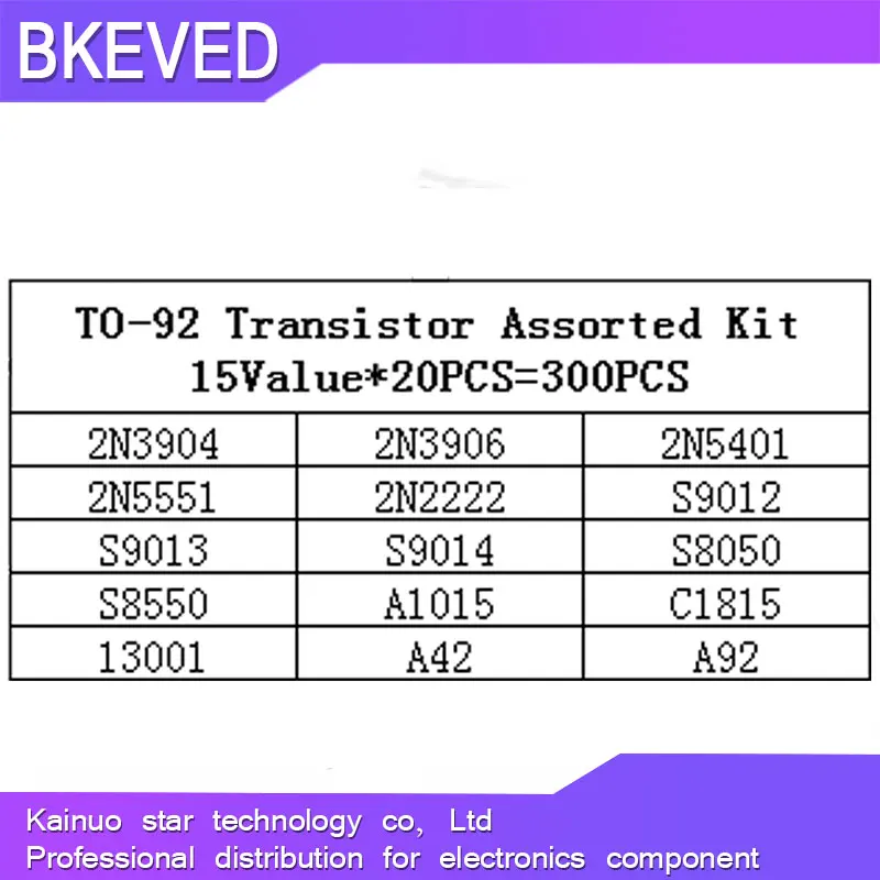 600PCS 15Value x 40Pcs Transistor TO-92 Assortment Box Kit Transistors 2N2222 2N3904 2N3906 C945 S8050 S8550 S9014 S9013 9018