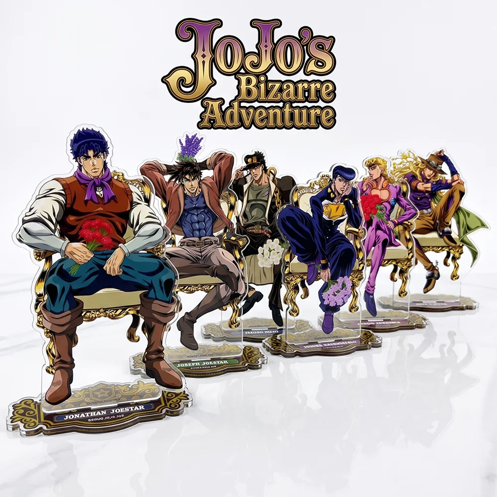 JoJo's Bizarre Adventure Throne Ver Double Sided Acrylic Stand Keychain 2026 New Jotaro Giorno Joseph Desk Decor Collect Gifts