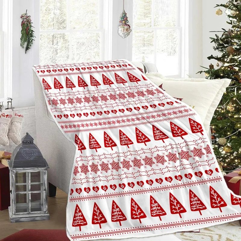 

Christmas Red Winter Snowflake flannel Blanket Soft and Comfortable New Year Home Decoration Cover Blanket 80INX60IN