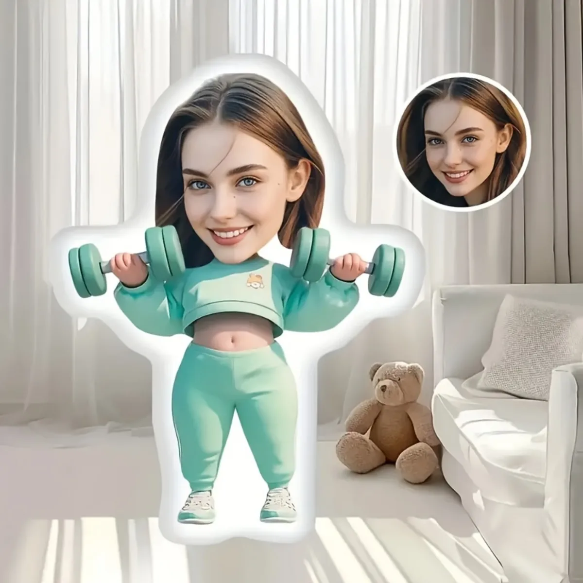 

Домашняя подушка с портретом лица девушки для фитнеса на заказ, подушка с двусторонним принтом «сделай сам», подарки для подруги