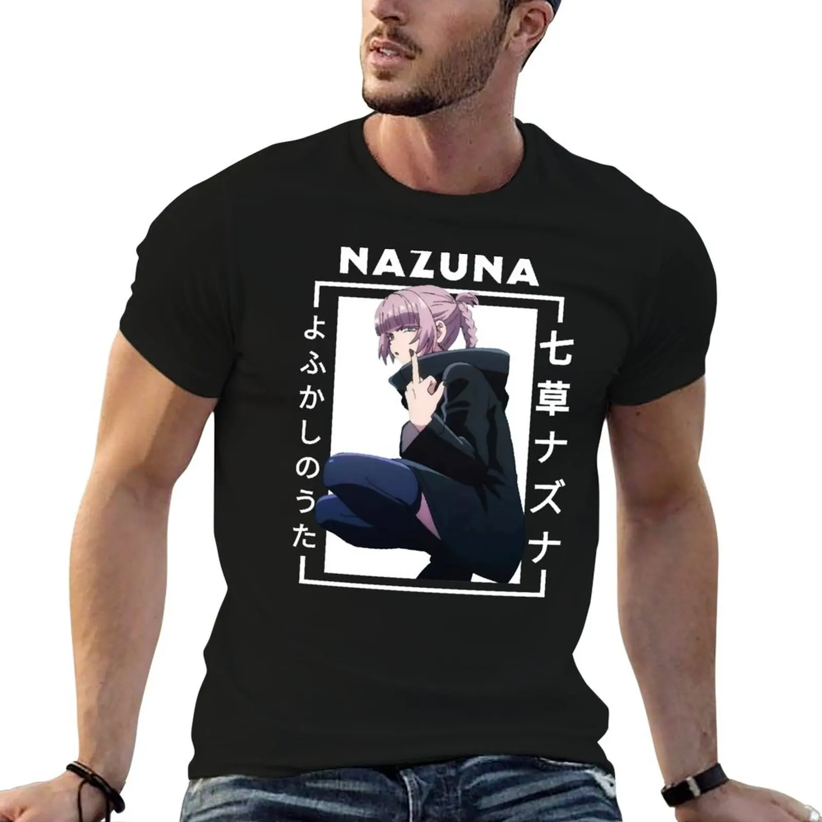 Call of the Night - Nazuna middle finger T-Shirt Basic Plain Tee for Spring and Summer