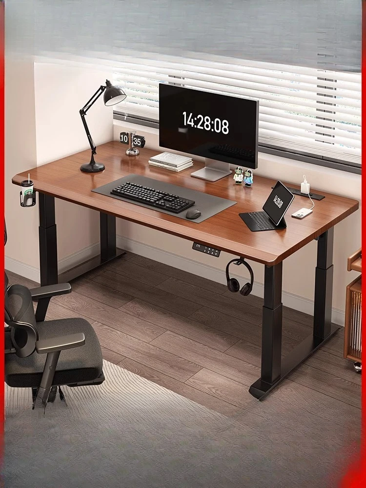 

Электрический подъемный стол из цельного дерева, двойной мотор, четырехколонный компьютерный стол, бытовой стол, интеллектуальный автоматический стол для киберспорта