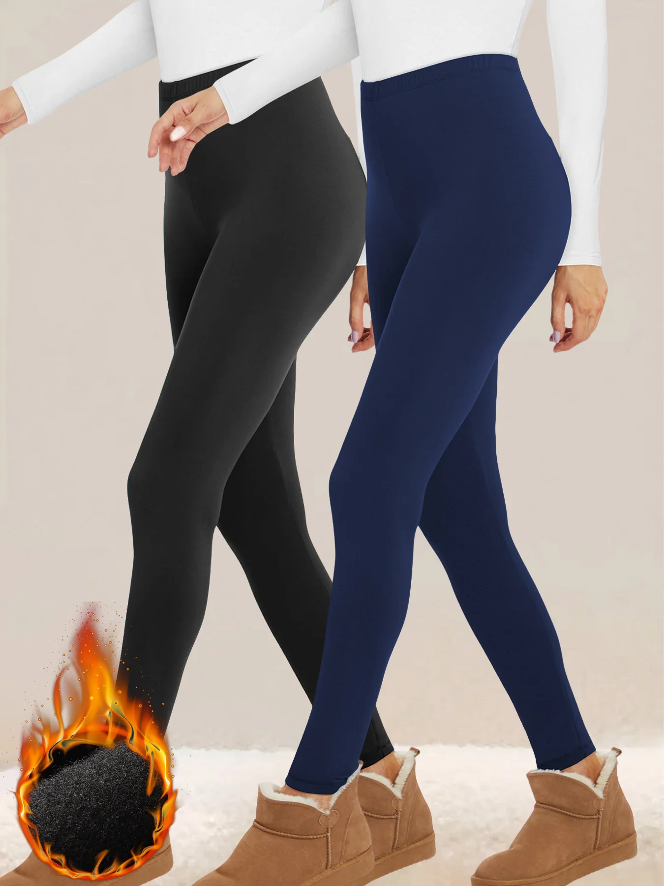 

2 pcak Thermal running leggings with fleece interior for women. Design provides warmth and comfort for winter and workouts