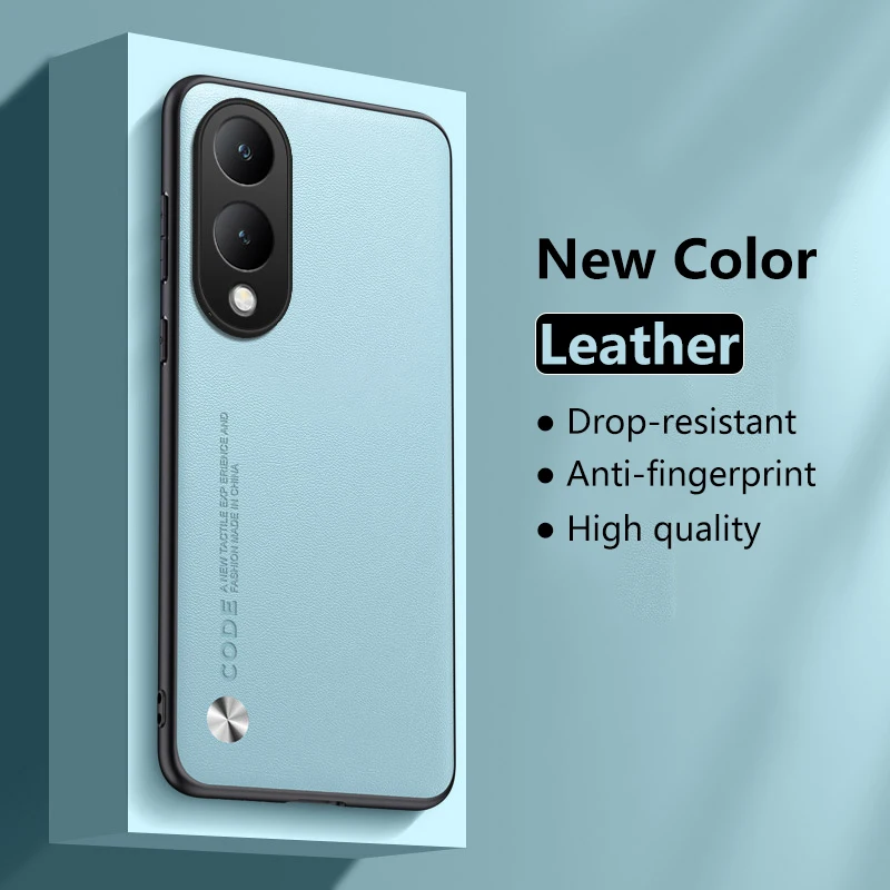 for vivo Y17s Phone Case Luxury Leather Carbon Fiber Frosted Ultra-thin Soft Silicone Edges Hard Shockproof Cute Cover vivoY17s