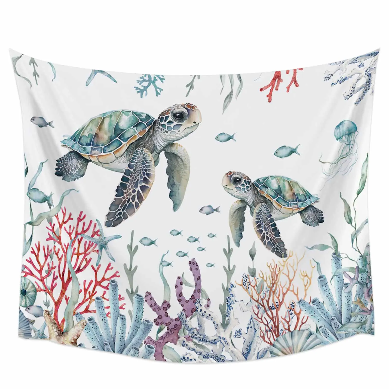 Summer Sea Life Coral Sea Turtle Tapestry Wall Hanging Boho Wall Tapestry Bedroom Living Room Decor Hanging Cloth