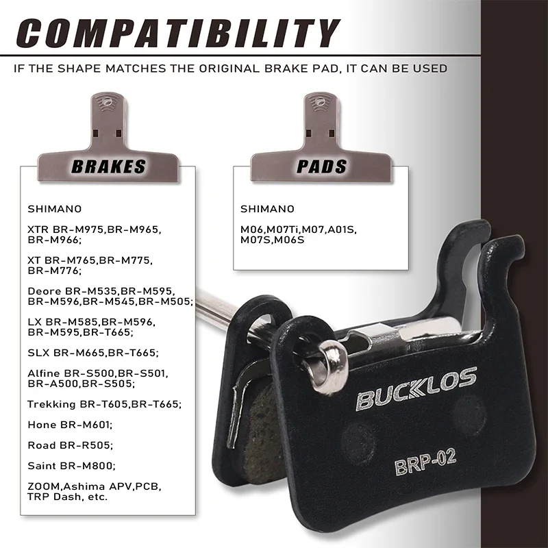 BUCKLOS Resin Brake Pads MTB Bike Hydraulic Disc Pad for SHIMANO A01S M07 M535 Durable Road Bicycle Disk Brake Pad Cycling Parts
