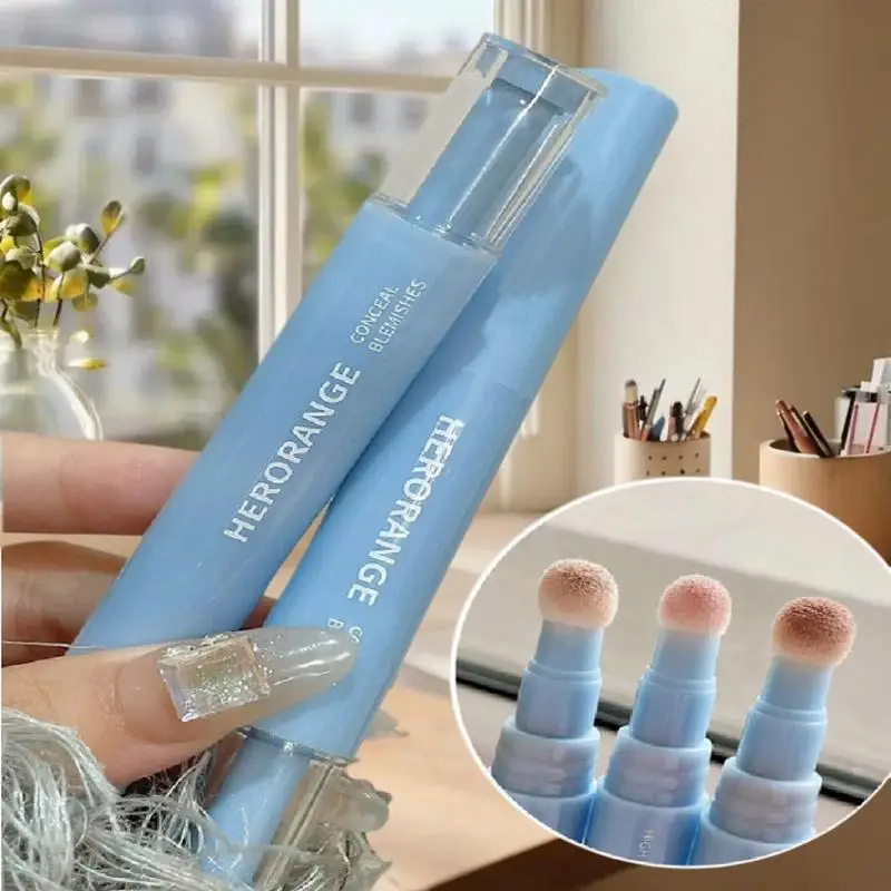 HERORANGE-Bolígrafo corrector de cabeza de felpa para detalles, cobertura de ojeras, incluso el tono de la piel, iluminador, base de control de aceite, FaceHolding