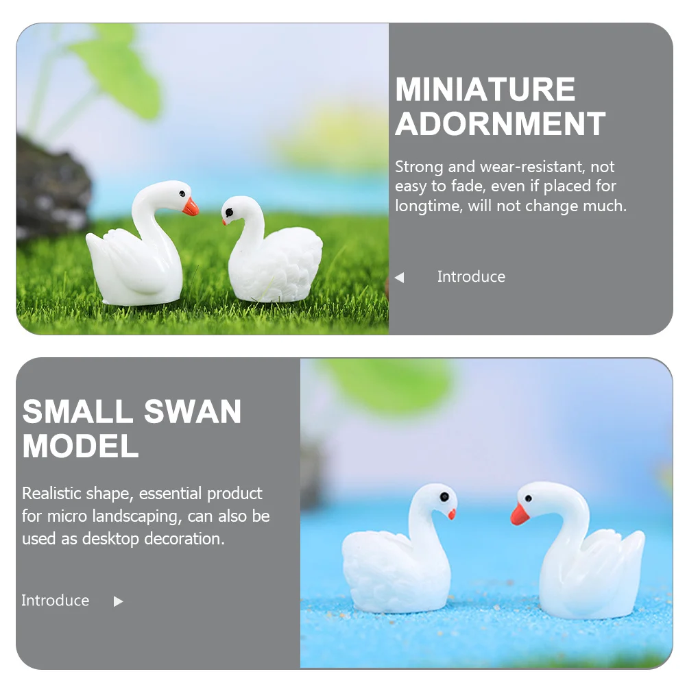 

40Pcs Mini Swan Decor Resin Craft Small Adornments for Tabletop Garden Layout Moss Pot Fairy Garden Accessories Home Decoration