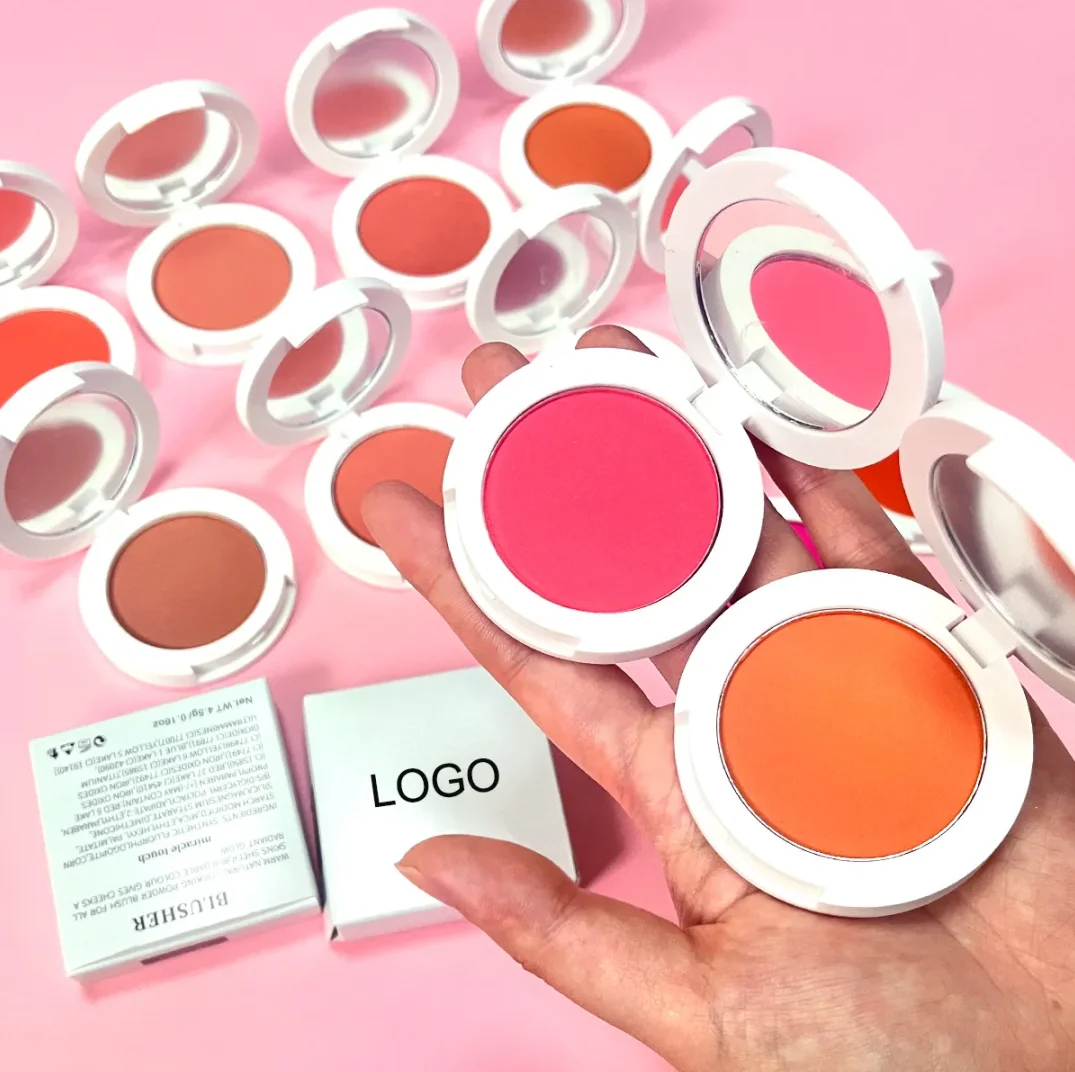 

Makeup Blusher Private Label Pink Contour Blush Single Little Round Pot Pressed Powder Blush Vegan Cruelty Free Wholesale