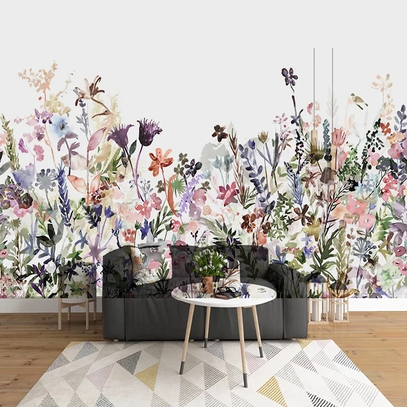 Custom 3D Wallpaper Modern Simple Hand-painted Flower Mural Nordic Style Living room sofa TV background wall bedroom restaurant