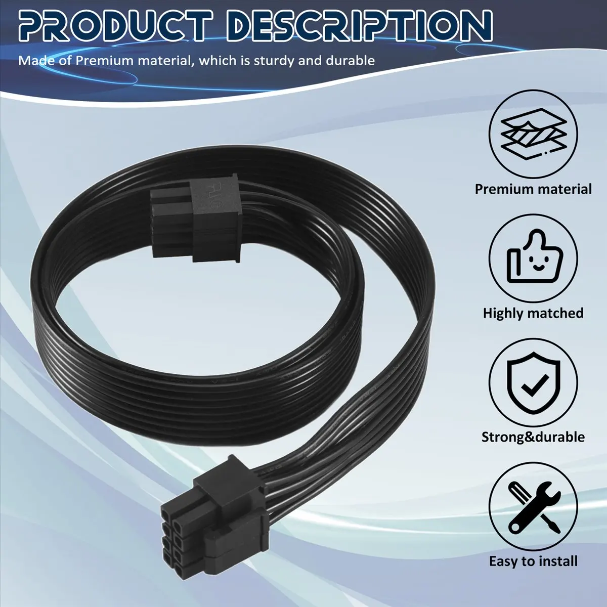 【~ New A20Z】CPU 8 Pin Male to CPU 8 Pin (4+4 Pin) Male EPS-12V Motherboard Power Adapter Cable for Modular Power Supply 60cm