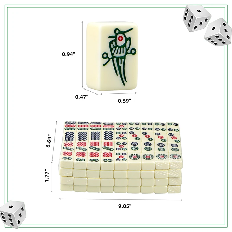 Jogo tradicional do mahjong do chinês, jogos de tabuleiro portáteis com saco do armazenamento, para o curso, clássico, majiang