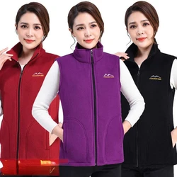 Autumn Winter Fleece Vest Women Stand Collar Zipper Sweatshirt Sleeveless Cardigan Warm Waistcoat Solid Tankcoat Women Clothing