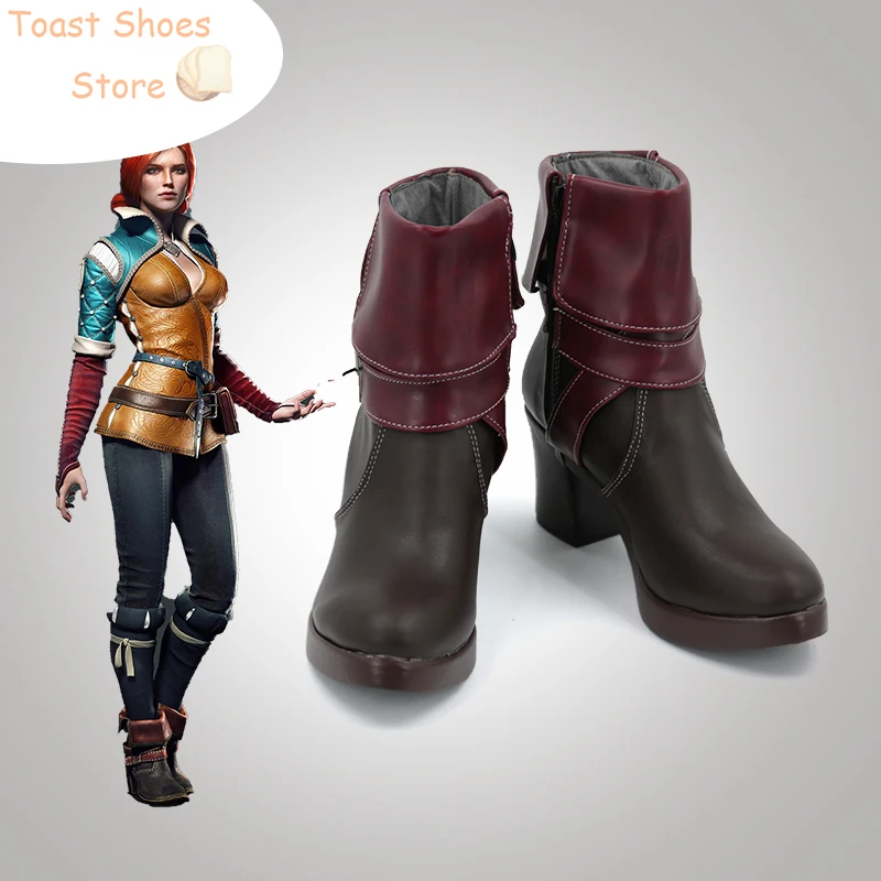 Zapatos de Cosplay Triss Merigold, botas de Carnaval de Halloween, zapatos de cuero PU de Anime, utilería para disfraz