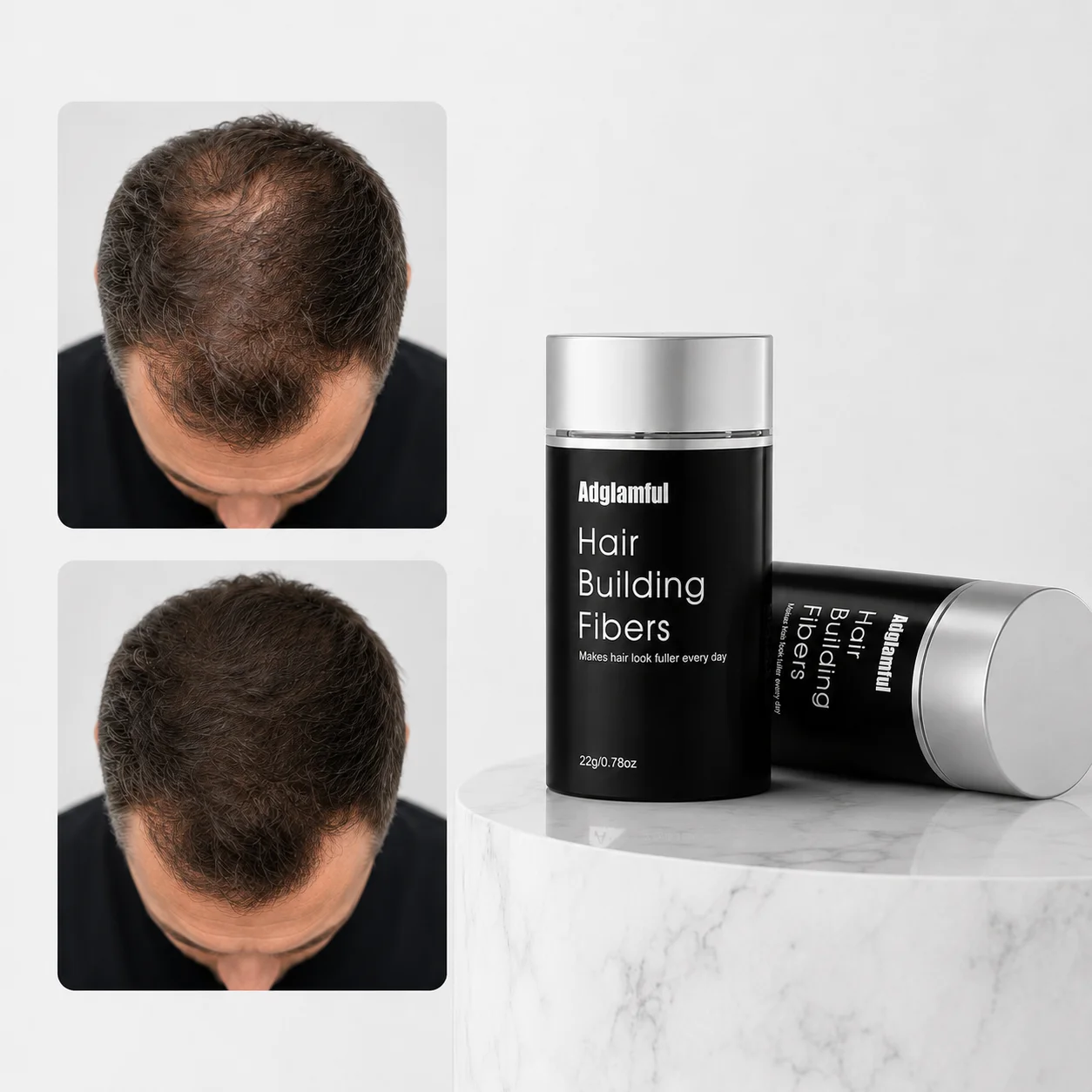 2Pcs 22g Hair Building Fibers Bottles Multi Shades Thickening Powder Hairline Hair Part Concealer for Sparse Hair Men Women