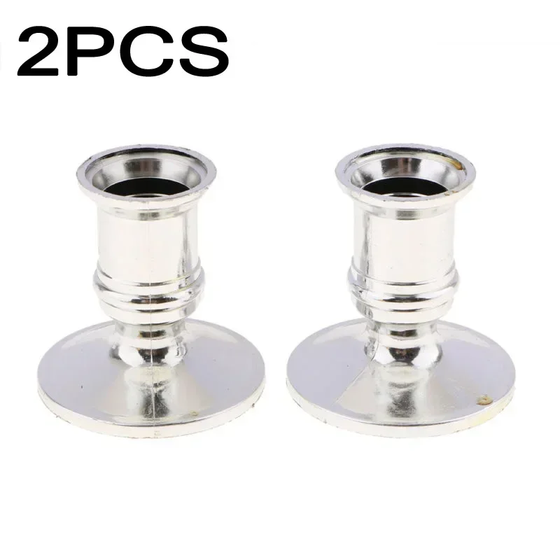 

2pcs Taper Candle Holders Candlestick Silver Gold Rod Wax Base For Wedding Party Festival Candlestick Home Decor Candle Holders