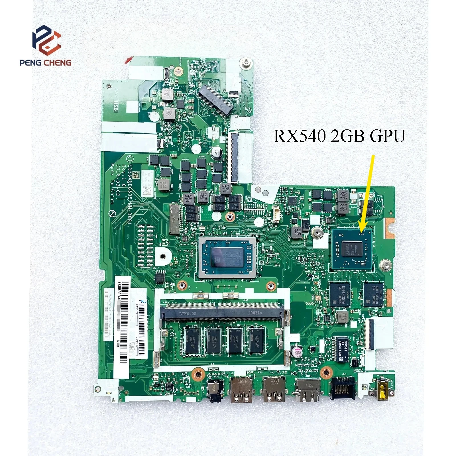Carte mère pour ordinateur portable Lenovo Ideapad 330-15ARR, EG534 EG535 NM-B681, R3-2200U R5-2500U DDR4 4G UMA/GPU RX540 2GB