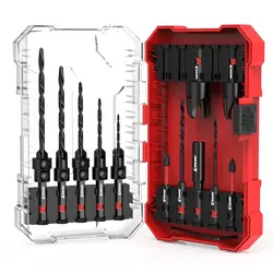 EZARC Countersink Drill Bit Set 15-Pack, Tapered Drill Bits Kit with 2PCS Wood Plug Cutter for Woodworking, with Storage Box