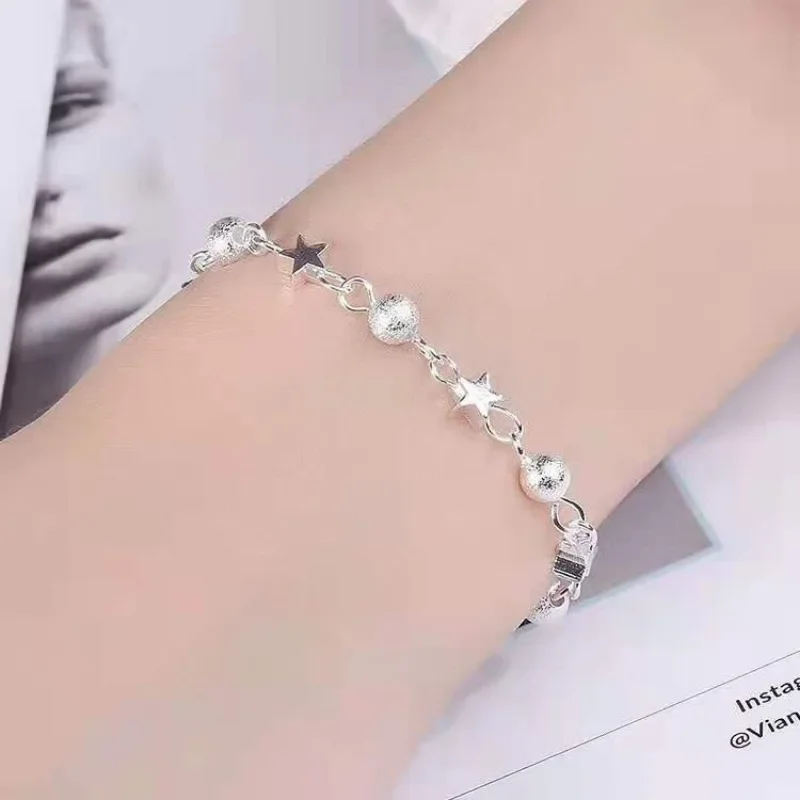 Bracelets étoiles en argent regardé 925 pour femme, perle conviviale rée de créateur coréen, belle fête, cadeau de bijoux de mariage, mode