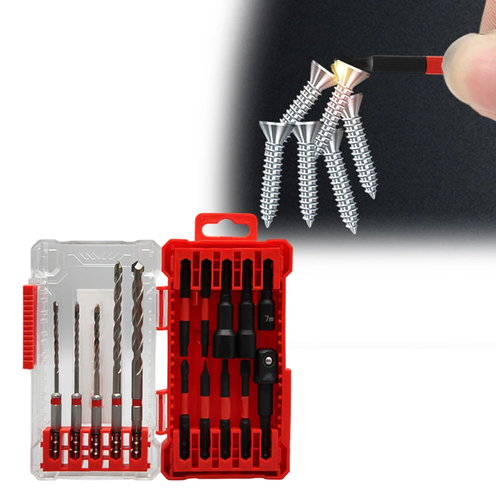 Magnetic Masonry Drill Bit Set 15 pcs with Hex Sockets and Robust Carrying Case for Concrete Brick and for tile Applications