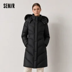 SEMIR-Doudoune Longue Imperméable à Capuche pour Femme, Manteau d'Hiver, Nouvelle Collection 2023