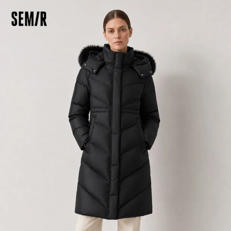 Semir Hot Long Down Jacket Women Waterproof Oil-proof Hooded Coat Winter New Loose Girls Jacket Multi-Color Thick Down Coat