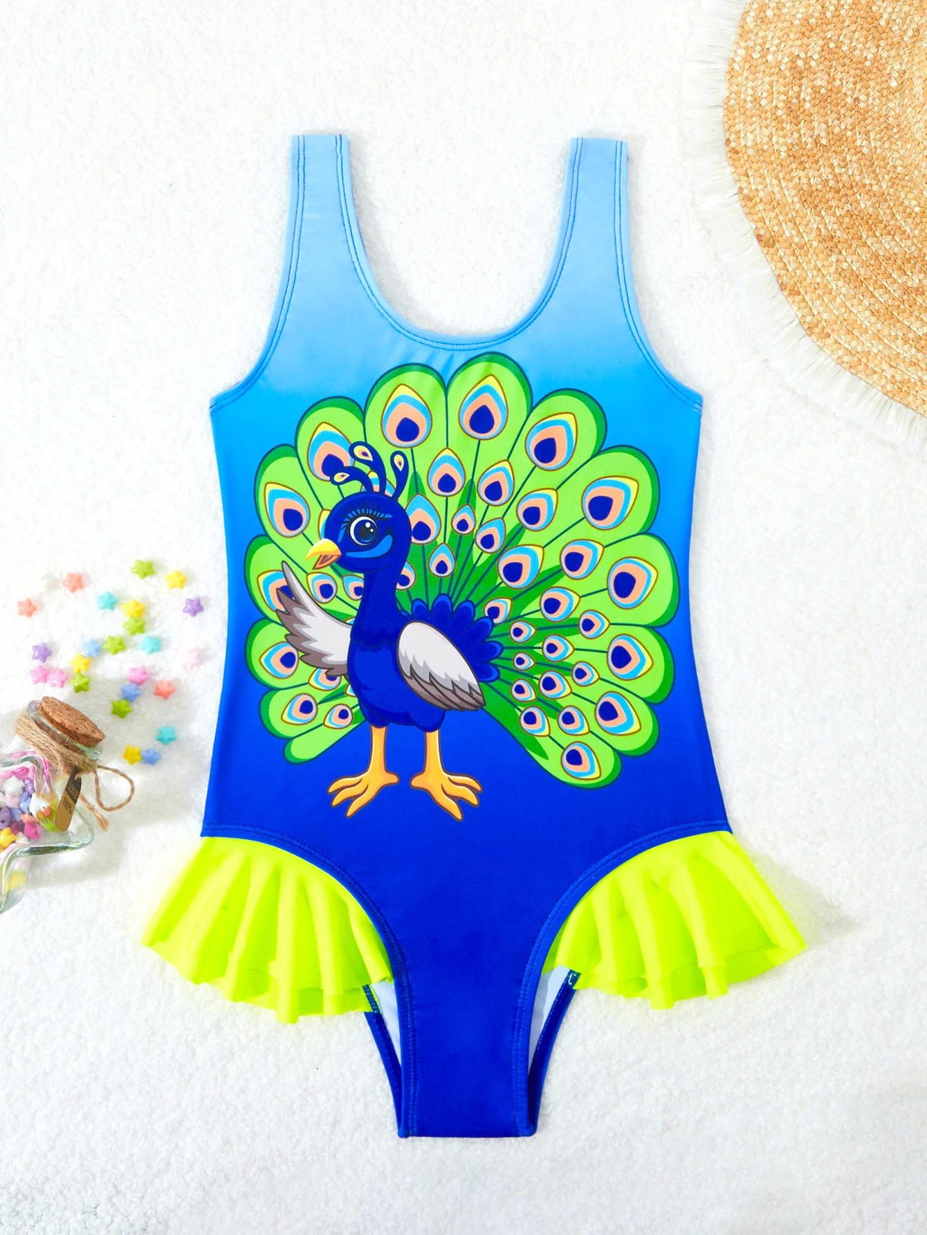 2025 Printed Ruffle Girls Swimsuit One Piece Kids Swimwear Children Swimming Bathing Swim Suit Beachwear
