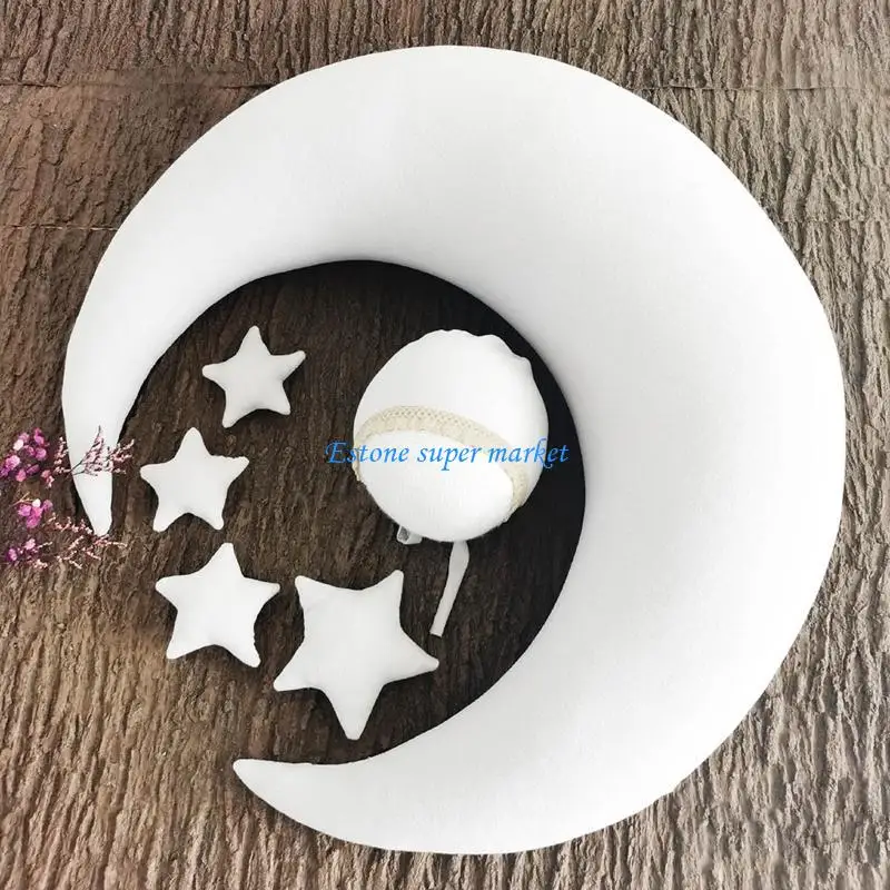 090B 6 Pcs Baby Photography Props Newborn Posing Aids Beans Moon Pillow Stars Hat Set
