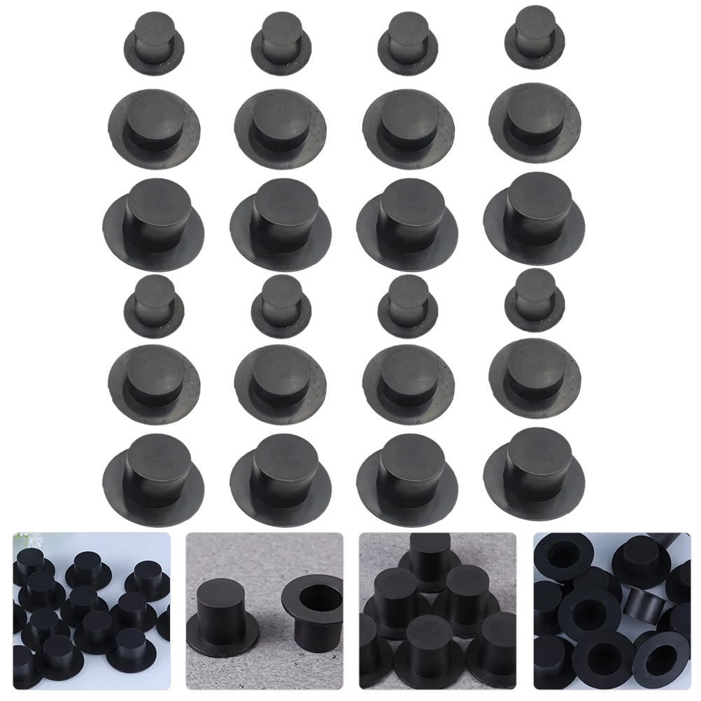 

60 Pcs Mini Hat Christmas Decoration Tiny Hats Miniature for Crafts Lollipop Black Snowman Plastic Small