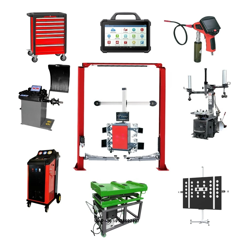 Complete Car Workshop Garage Equipment and Tools  Tire Changer and Balancer Combo 3D Wheel Aligner With Car Lift