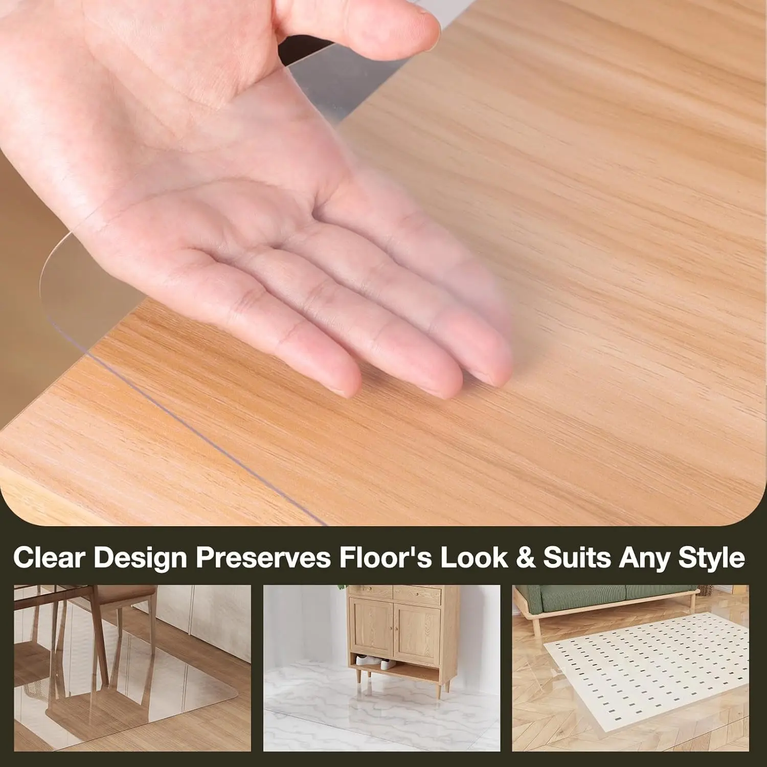 Crystal Clear Floor Mat 8×12ft, Upgraded Easy Flat Waterproof Vinyl Rug Cover, Large Stain-Resistant Plastic Area Rug Floor