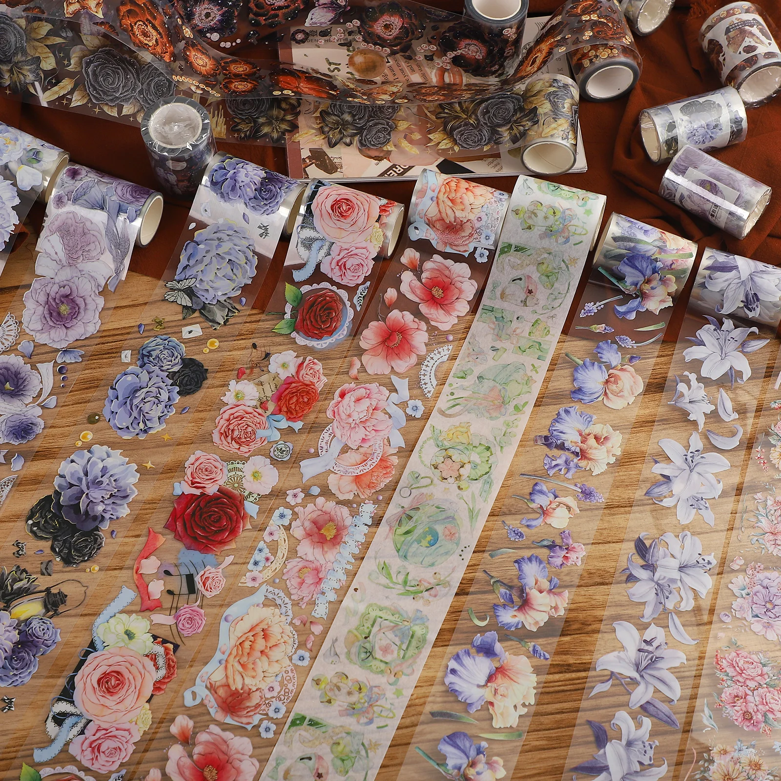 200cm/500cm/ Roll Antique Landscaping Flower Washi Paper PET Tape Creative DIY Collect Decor Stationary