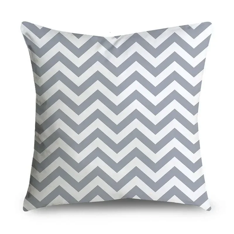 Gray Striped Geometric Double-sided Printed pillow cover Short plush Suitable living rooms bedrooms sofas throw cushion cover