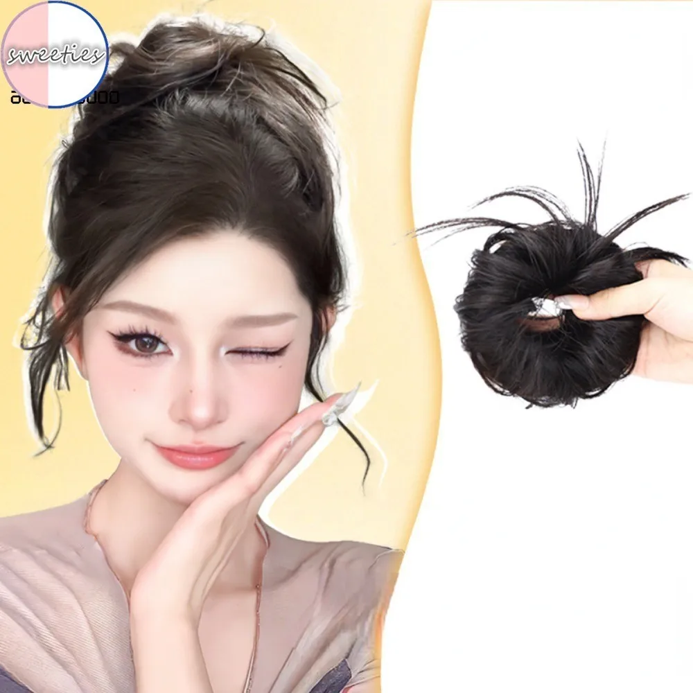 Female Simulation Meatball Head Wig Hair Circle Woman Natural Fluffy Flower Bud Hair Circle Coiled Hair Artifact