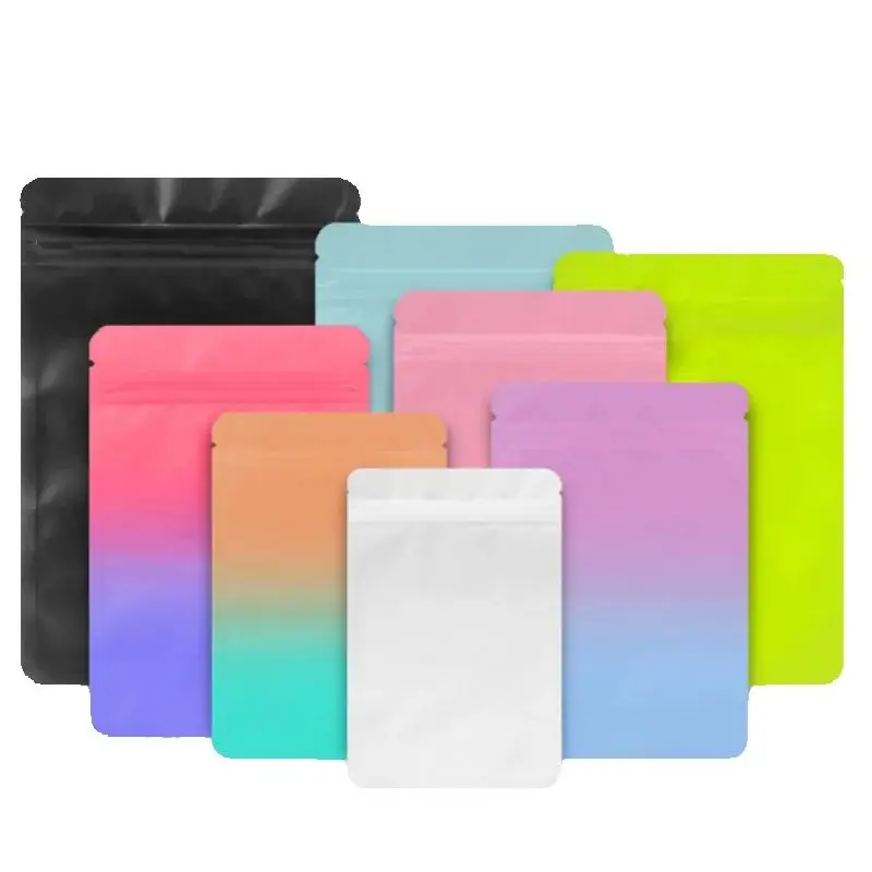 200PCS Flat Aluminum Foil Ziplock Packaging Bag DIY Matcha Snack Coffee Sugar Spice Jewelry Customize Logo Gift Storage Pouches