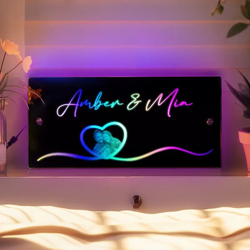 Personalized Led Mirror Lamp Custom Photo Cool Gift For Valentine's Day